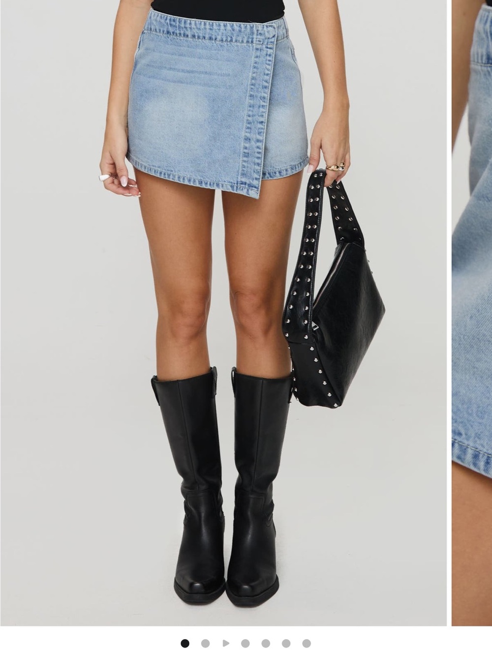 Princess Polly Light Blue Denim Faux-Wrap Skort